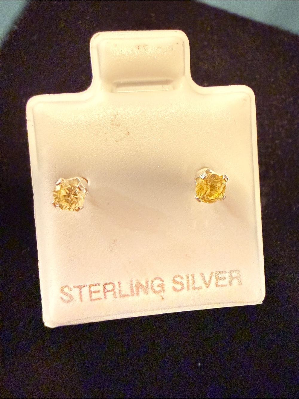 NEW Sterling Silver Yellow CZ Stud Earrings